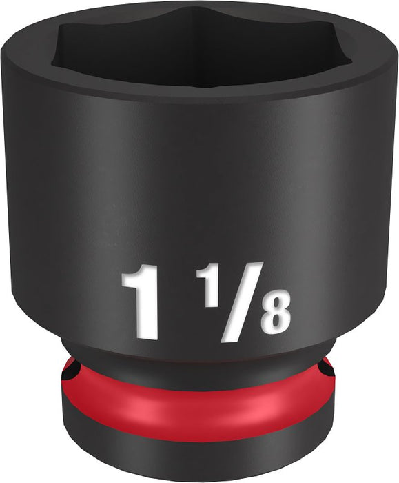 Milwaukee SHOCKWAVE Impact Duty Series 49-66-6212 Shallow Impact Socket, 1-1/8 in Socket, 1/2 in Drive, Square Drive