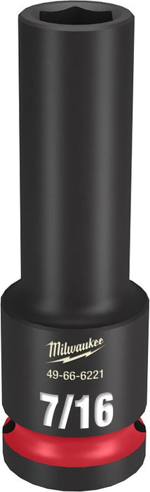 Milwaukee SHOCKWAVE Impact Duty Series 49-66-6221 Deep Impact Socket, 7/16 in Socket, 1/2 in Drive, Square Drive