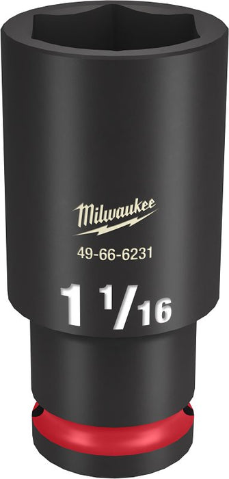 Milwaukee SHOCKWAVE Impact Duty Series 49-66-6231 Deep Impact Socket, 1-1/16 in Socket, 1/2 in Drive, Square Drive