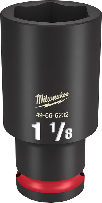 Milwaukee SHOCKWAVE Impact Duty Series 49-66-6232 Deep Impact Socket, 1-1/8 in Socket, 1/2 in Drive, Square Drive