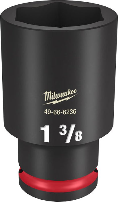 Milwaukee SHOCKWAVE Impact Duty Series 49-66-6236 Deep Impact Socket, 1-3/8 in Socket, 1/2 in Drive, Square Drive