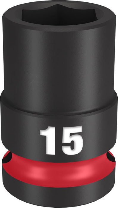 Milwaukee SHOCKWAVE Impact Duty Series 49-66-6247 Shallow Impact Socket, 15 mm Socket, 1/2 in Drive, Square Drive