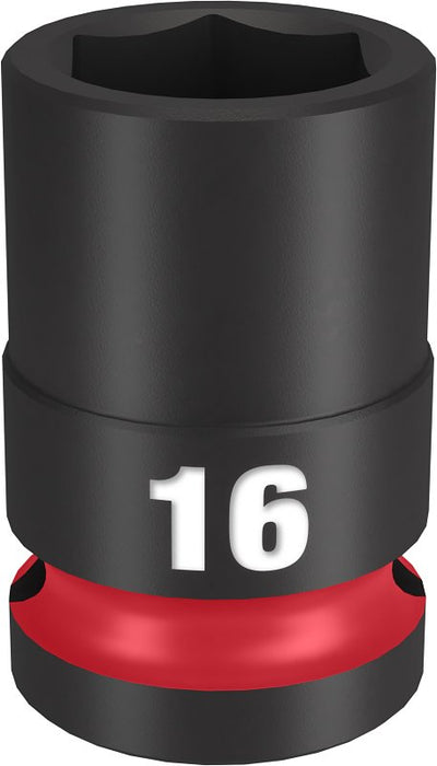 Milwaukee SHOCKWAVE Impact Duty Series 49-66-6248 Shallow Impact Socket, 16 mm Socket, 1/2 in Drive, Square Drive