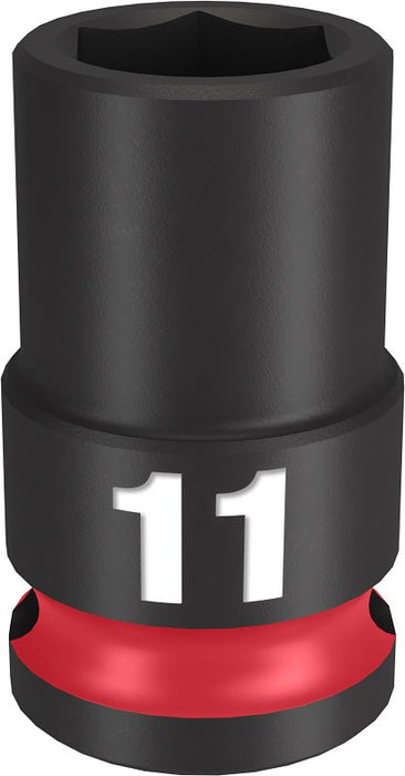 Milwaukee SHOCKWAVE Impact Duty Series 49-66-6135 Shallow Impact Socket, 11 mm Socket, 3/8 in Drive, Square Drive