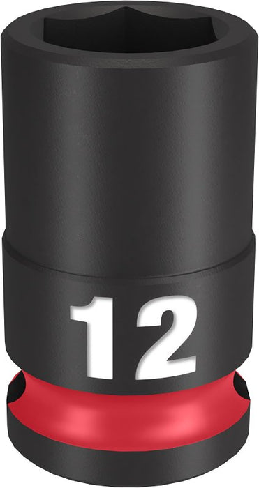 Milwaukee SHOCKWAVE Impact Duty Series 49-66-6136 Shallow Impact Socket, 12 mm Socket, 3/8 in Drive, Square Drive