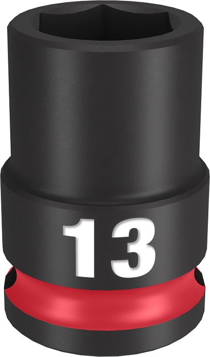 Milwaukee SHOCKWAVE Impact Duty Series 49-66-6137 Shallow Impact Socket, 13 mm Socket, 3/8 in Drive, Square Drive