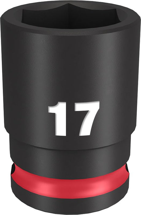 Milwaukee SHOCKWAVE Impact Duty Series 49-66-6141 Shallow Impact Socket, 17 mm Socket, 3/8 in Drive, Square Drive