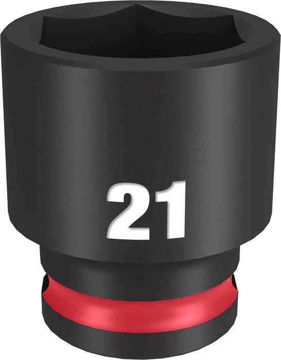 Milwaukee SHOCKWAVE Impact Duty Series 49-66-6144 Shallow Impact Socket, 21 mm Socket, 3/8 in Drive, Square Drive