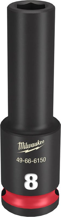 Milwaukee SHOCKWAVE Impact Duty Series 49-66-6150 Deep Impact Socket, 8 mm Socket, 3/8 in Drive, Square Drive, 6-Point