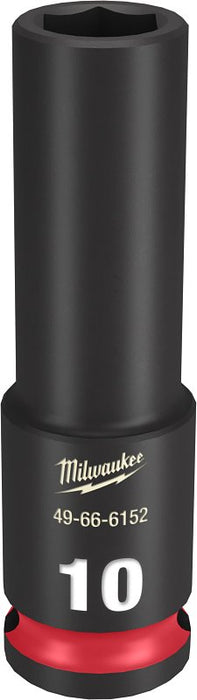 Milwaukee SHOCKWAVE Impact Duty Series 49-66-6152 Deep Impact Socket, 10 mm Socket, 3/8 in Drive, Square Drive, 6-Point