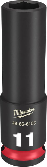 Milwaukee SHOCKWAVE Impact Duty Series 49-66-6153 Deep Impact Socket, 11 mm Socket, 3/8 in Drive, Square Drive, 6-Point