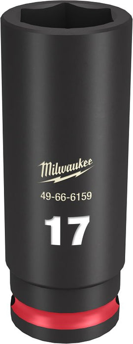 Milwaukee SHOCKWAVE Impact Duty Series 49-66-6159 Deep Impact Socket, 17 mm Socket, 3/8 in Drive, Square Drive, 6-Point