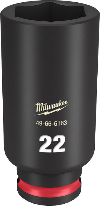 Milwaukee SHOCKWAVE Impact Duty Series 49-66-6163 Deep Impact Socket, 22 mm Socket, 3/8 in Drive, Square Drive, 6-Point