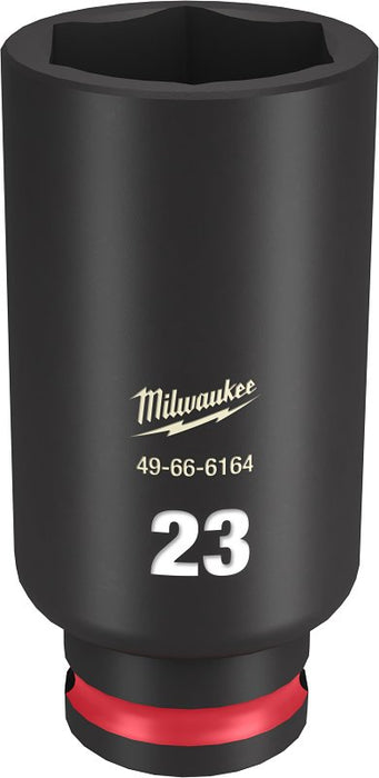 Milwaukee SHOCKWAVE Impact Duty Series 49-66-6164 Deep Impact Socket, 23 mm Socket, 3/8 in Drive, Square Drive, 6-Point