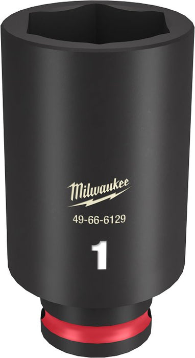 Milwaukee SHOCKWAVE Impact Duty Series 49-66-6129 Deep Impact Socket, 1 in Socket, 3/8 in Drive, Square Drive, 6-Point