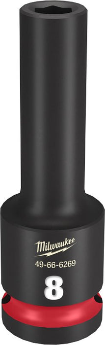 Milwaukee SHOCKWAVE Impact Duty Series 49-66-6269 Deep Impact Socket, 8 mm Socket, 1/2 in Drive, Square Drive, 6-Point