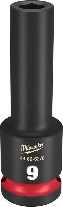 Milwaukee SHOCKWAVE Impact Duty Series 49-66-6270 Deep Impact Socket, 9 mm Socket, 1/2 in Drive, Square Drive, 6-Point