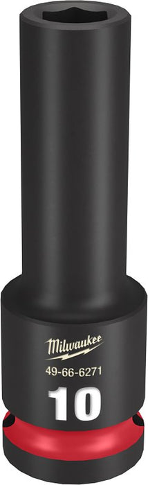 Milwaukee SHOCKWAVE Impact Duty Series 49-66-6271 Deep Impact Socket, 10 mm Socket, 1/2 in Drive, Square Drive, 6-Point