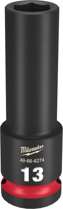 Milwaukee SHOCKWAVE Impact Duty Series 49-66-6274 Deep Impact Socket, 13 mm Socket, 1/2 in Drive, Square Drive, 6-Point