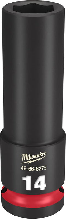 Milwaukee SHOCKWAVE Impact Duty Series 49-66-6275 Deep Impact Socket, 14 mm Socket, 1/2 in Drive, Square Drive, 6-Point