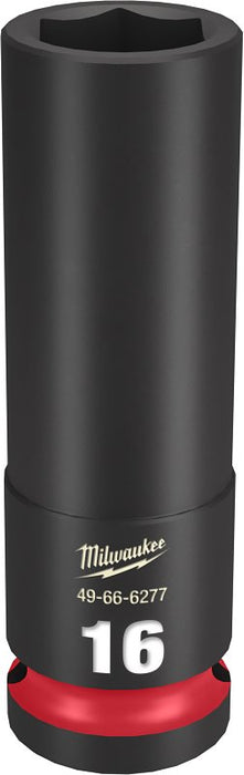 Milwaukee SHOCKWAVE Impact Duty Series 49-66-6277 Deep Impact Socket, 16 mm Socket, 1/2 in Drive, Square Drive, 6-Point