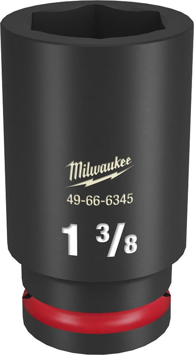 Milwaukee SHOCKWAVE Impact Duty Series 49-66-6345 Deep Impact Socket, 1-3/8 in Socket, 3/4 in Drive, Square Drive