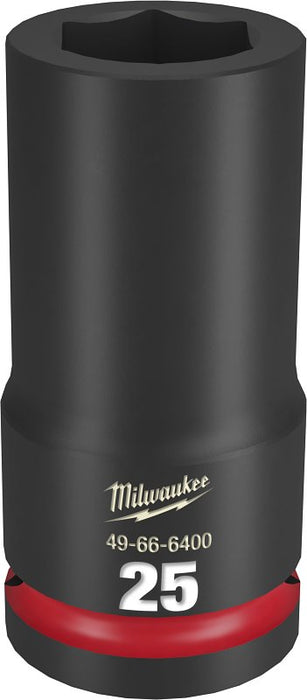 Milwaukee SHOCKWAVE Impact Duty Series 49-66-6400 Deep Impact Socket, 25 mm Socket, 3/4 in Drive, Square Drive, 6-Point