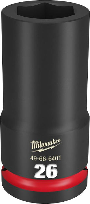 Milwaukee SHOCKWAVE Impact Duty Series 49-66-6401 Deep Impact Socket, 26 mm Socket, 3/4 in Drive, Square Drive, 6-Point