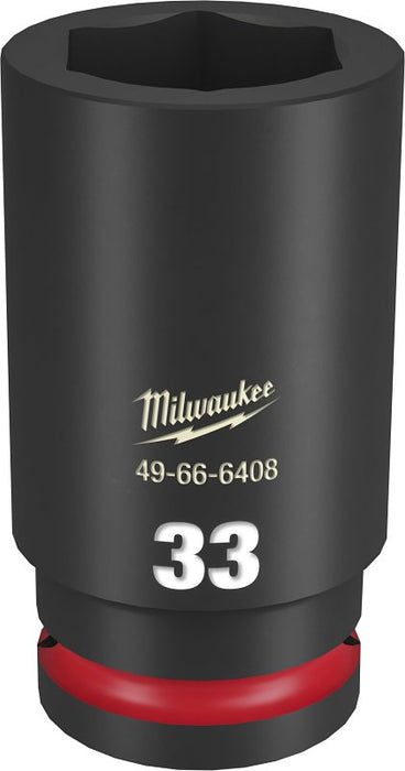 Milwaukee SHOCKWAVE Impact Duty Series 49-66-6408 Deep Impact Socket, 33 mm Socket, 3/4 in Drive, Square Drive, 6-Point