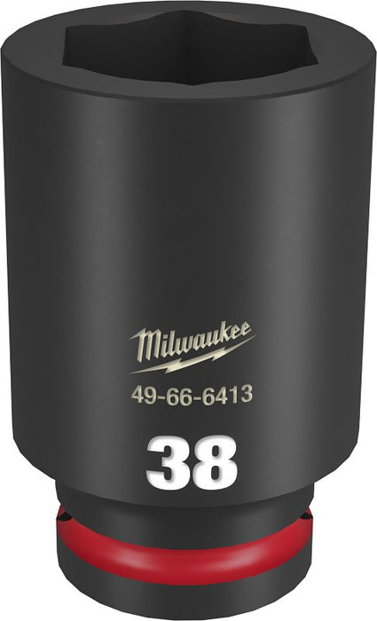 Milwaukee SHOCKWAVE Impact Duty 49-66-6413 Impact Socket, 38 mm Socket, 3/4 in Drive, Hex, Square Drive, 6 -Point, 1/PK