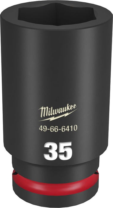 Milwaukee SHOCKWAVE Impact Duty Series 49-66-6410 Deep Impact Socket, 35 mm Socket, 3/4 in Drive, Square Drive, 6-Point