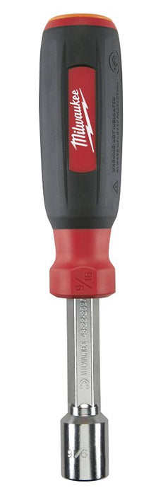 Milwaukee HollowCore Series 48-22-2527 Nut Driver, 9/16 in Drive, 7-1/2 in OAL, Cushion-Grip Handle, Black/Red Handle