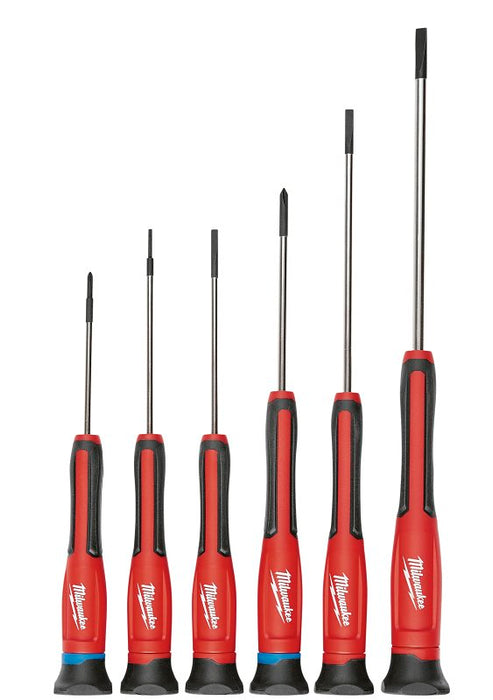 Milwaukee 48-22-2606 Screwdriver Set, 6-Piece, Chrome, Black/Red, Specifications: Rubber Over-Mold Plastic Handle