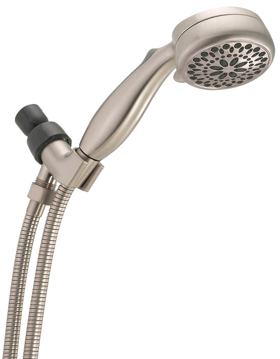 Delta 75700SN Hand Shower, 1/2 in Connection, 2.5 gpm, 7-Spray Function, Satin Nickel, 6 ft L Hose