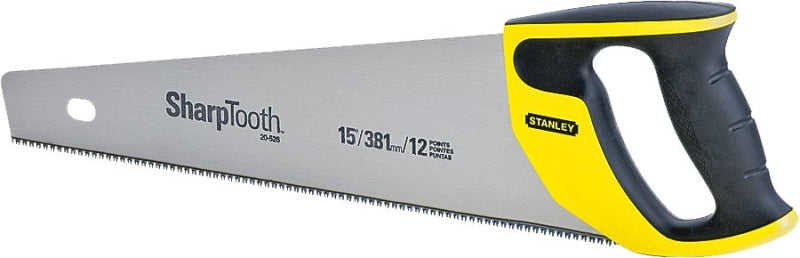 STANLEY 20-526 Handsaw, 15 in L Blade, 11 TPI, Ergonomic Handle, Plastic/Rubber Handle