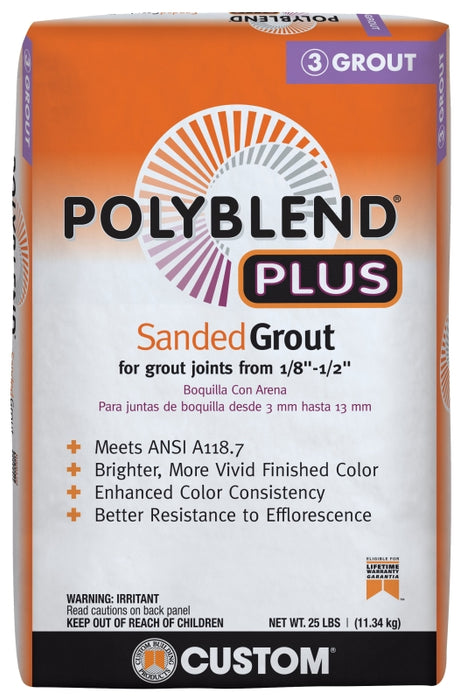 Custom Polyblend Plus PBPG38025 Sanded Grout, Haystack, 25 lb Bag