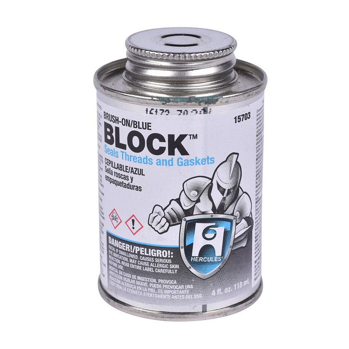 Hercules Brush-on Block 15703 Thread and Gasket Sealant, 4 oz, Can, Liquid, Paste, Blue