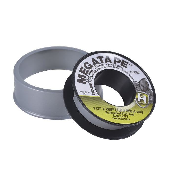 Hercules 15050D Thread Sealant Tape, 260 in L, 1/2 in W, PTFE, Gray