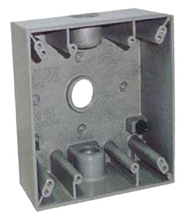 Teddico/Bwf 2503-1 Outlet Box, 2-Gang, 3-Knockout, 3-1/2 in, Metal, Gray, Powder-Coated