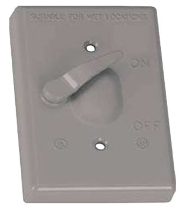 BWF 611-1 Toggle Switch Cover, 4-9/16 in L, 2-13/16 in W, Metal, Gray, Powder-Coated