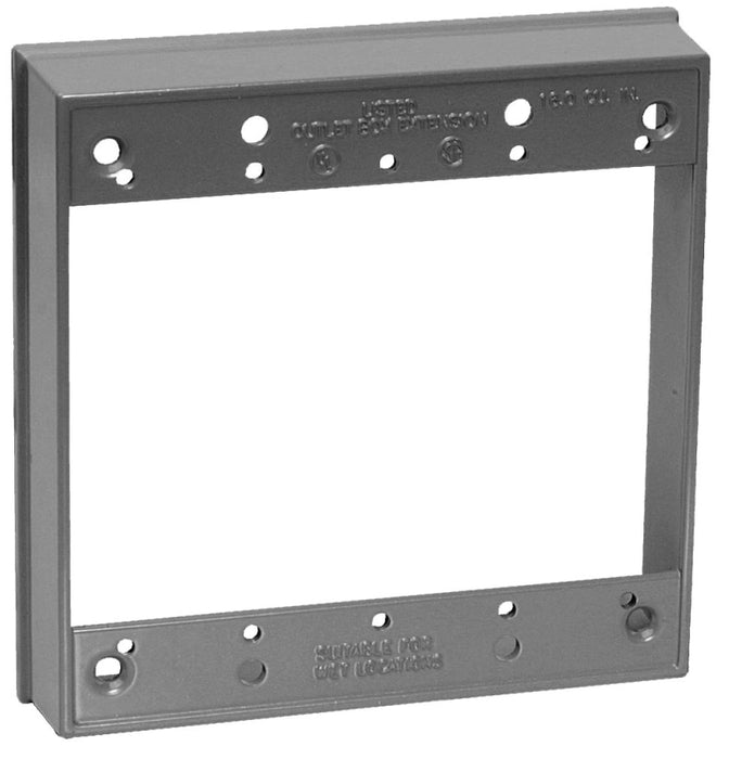 Teddico/Bwf EXR-2V Outlet Box Extension, 4-9/16 in L, 1 in W, 2-Gang, Metal, Gray, Powder-Coated