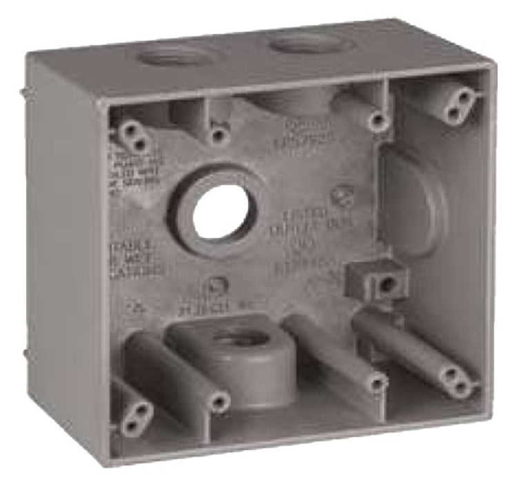 Teddico/Bwf TGB-54V Outlet Box, 2-Gang, 4-Knockout, 4-1/2 in, Metal, Gray, Powder-Coated