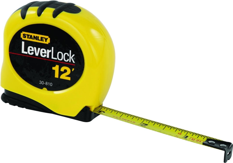 STANLEY STHT30810 Measuring Tape, 12 ft L Blade, 1/2 in W Blade, Steel Blade, ABS Case, Black/Yellow Case