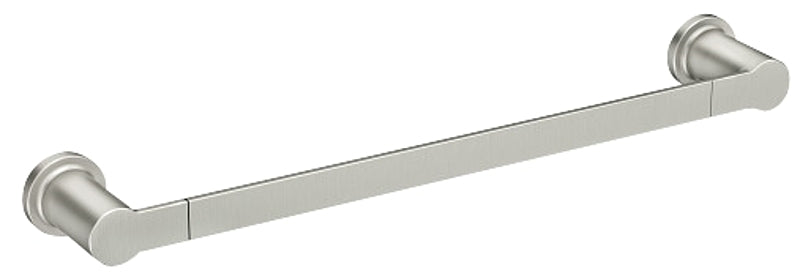 Moen Rinza Y1124BN Towel Bar, 24 in L Rod, Zinc, Brushed Nickel, Wall Mounting