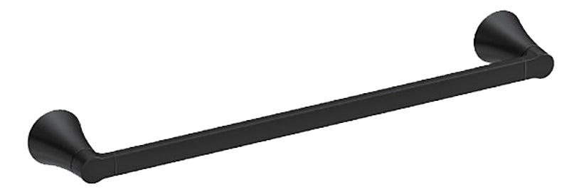 Moen Mikah Series Y0718BL Towel Bar, 18 in L Rod, Zinc, Matte Black, Wall Mounting