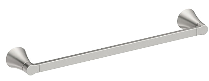 Moen Mikah Series Y0718BN Towel Bar, 18 in L Rod, Zinc, Brushed Nickel, Wall Mounting