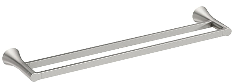 Moen Mikah Series Y0722BN Double Towel Bar, 24 in L Rod, Zinc, Brushed Nickel, Wall Mounting