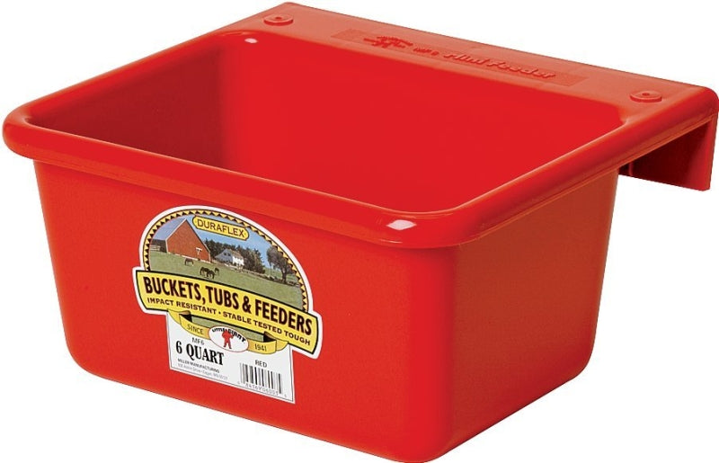 Little Giant MF6RED Hook Over Feeder, 6 qt Volume, DuraFlex Plastic, Red