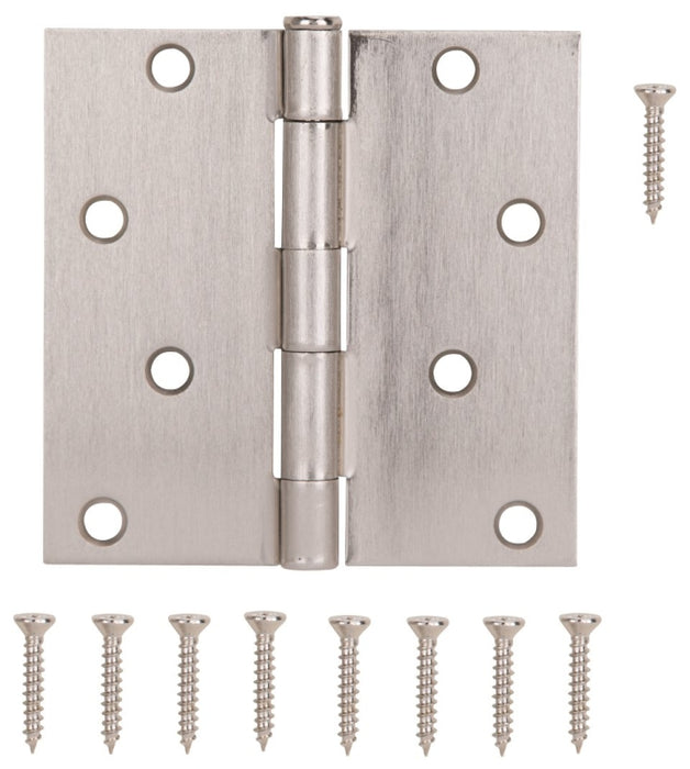 ProSource 20339SNX Square Corner Door Hinge, Steel, Satin Nickel, Loose Pin, 180 deg Range of Motion