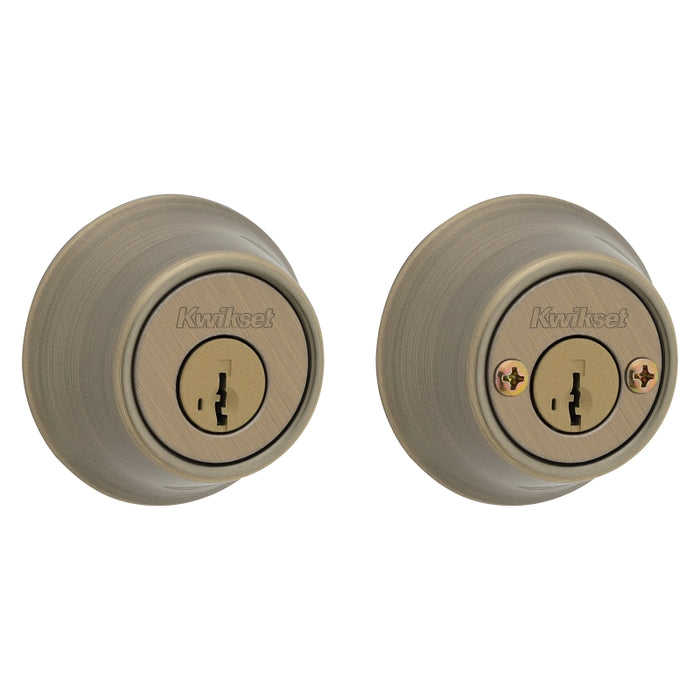 Kwikset 665 Series 665 5 SMT Deadbolt, 3 Grade, Keyed Key, Zinc, Antique Brass, 2-3/8, 2-3/4 in Backset